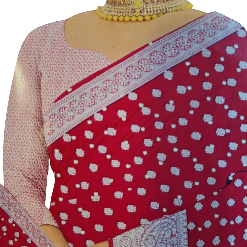 MangalGiriPattuSareewithSilverZariWeavingSwarovskiStoneWorkLaceBorderLightweightChiffonDual-ToneTissueSilkBlousePartyWearPureGeorgetteViscoseSilverJacquardRichPallu