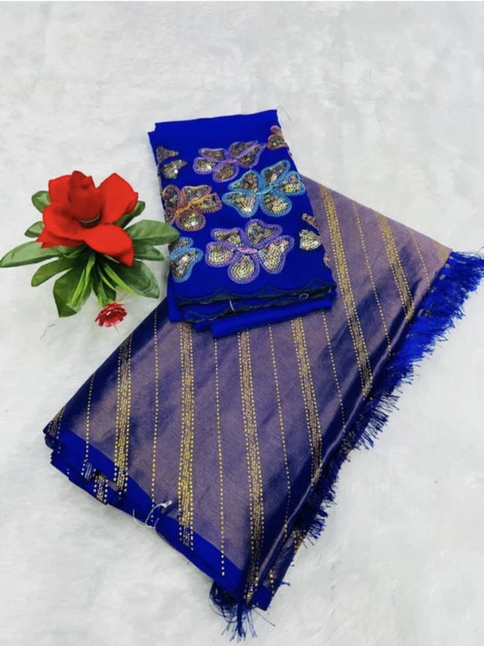 Floral Print Daily Wear Brasso Saree